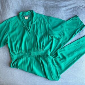 Carol Anderson Women’s Teal Green Button-Front Jumpsuit